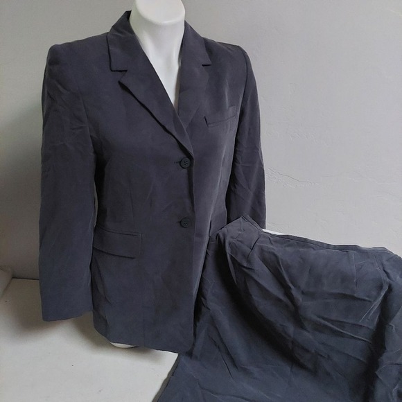 Amanda Smith Blue Two-Piece Skirt Blazer Suit Size 8P Professional Attire‎ NEW - Picture 1 of 13